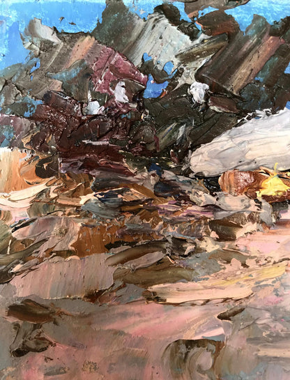 Oil painting Winter Village Landscape 