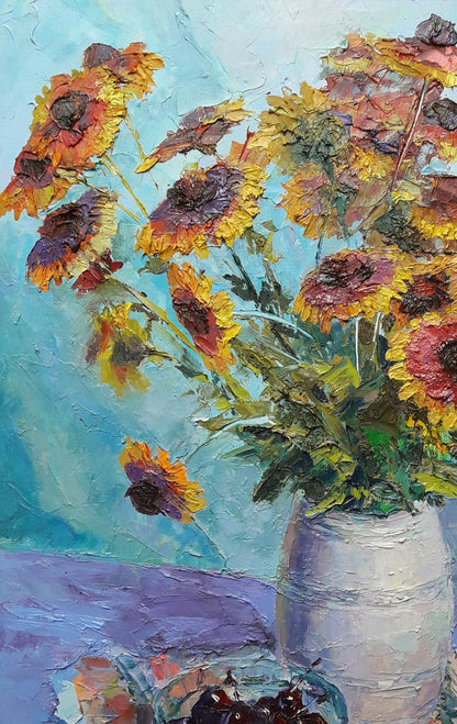 Oil painting Flowers and Cherries Serdyuk Boris Petrovich