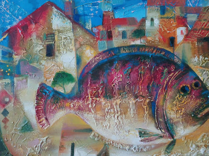 Abstract oil painting Big fish Anatoly Tarabanov
