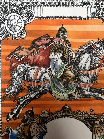 Watercolor painting King on horseback Alexander Arkadievich Litvinov