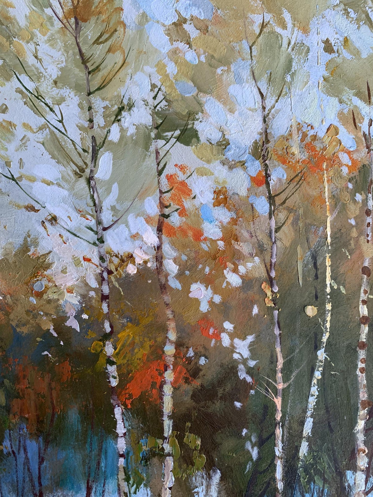 OIl painting Birch autumn forest Yuriy Suprunchuk