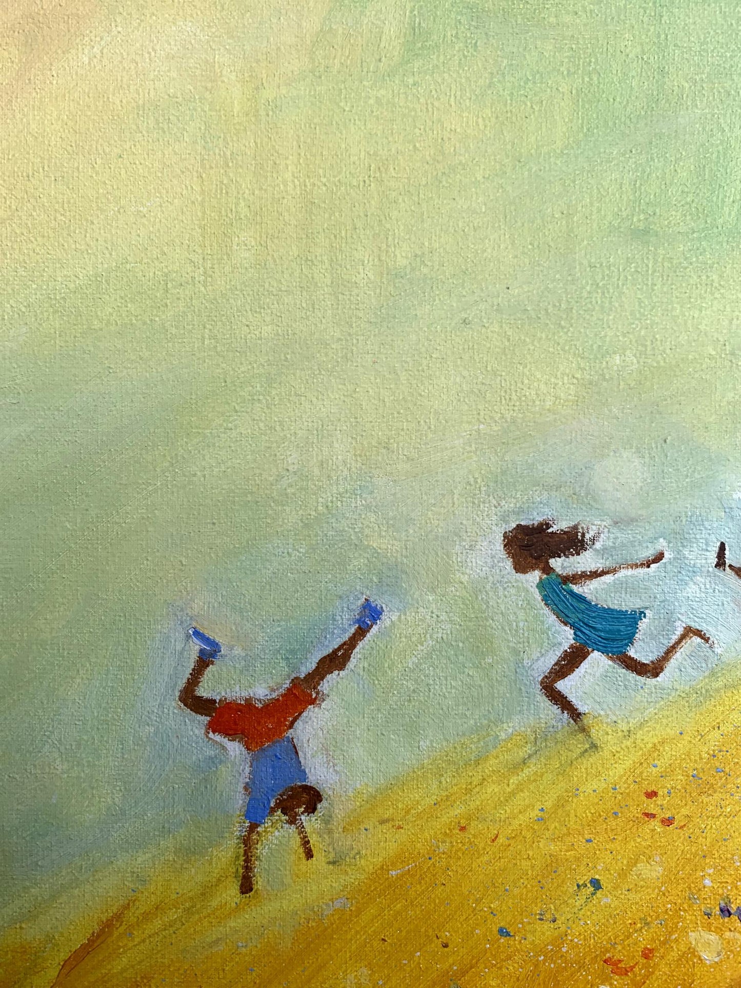 Oil painting Children's happiness Unknown artist