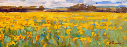 Oli painting Sunflowers are ripening Pereta Vyacheslav