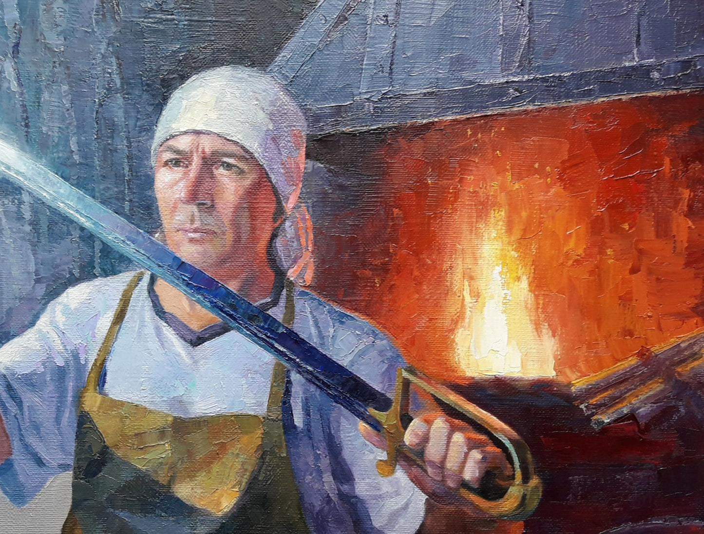 Serdyuk Boris Petrovich's Oil Painting Depicting a Blacksmith