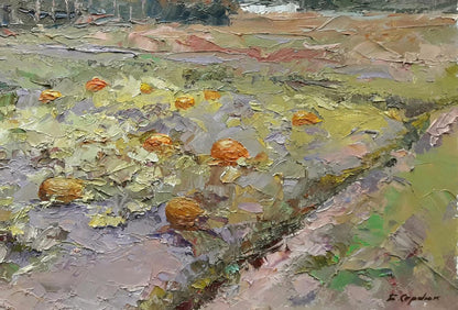 Oil painting Pumpkin in the garden Serdyuk Boris Petrovich