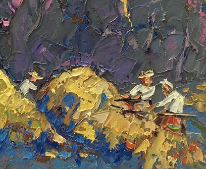 Oil Painting Nature Landscape Village 