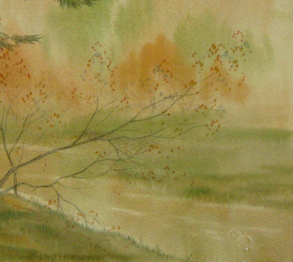 Forest in October depicted in watercolor by Valery Savenets