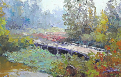 Oil painting Bridge in the forest Serdyuk Boris Petrovich