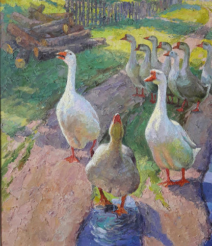 Oil painting Geese Serdyuk Boris Petrovich
