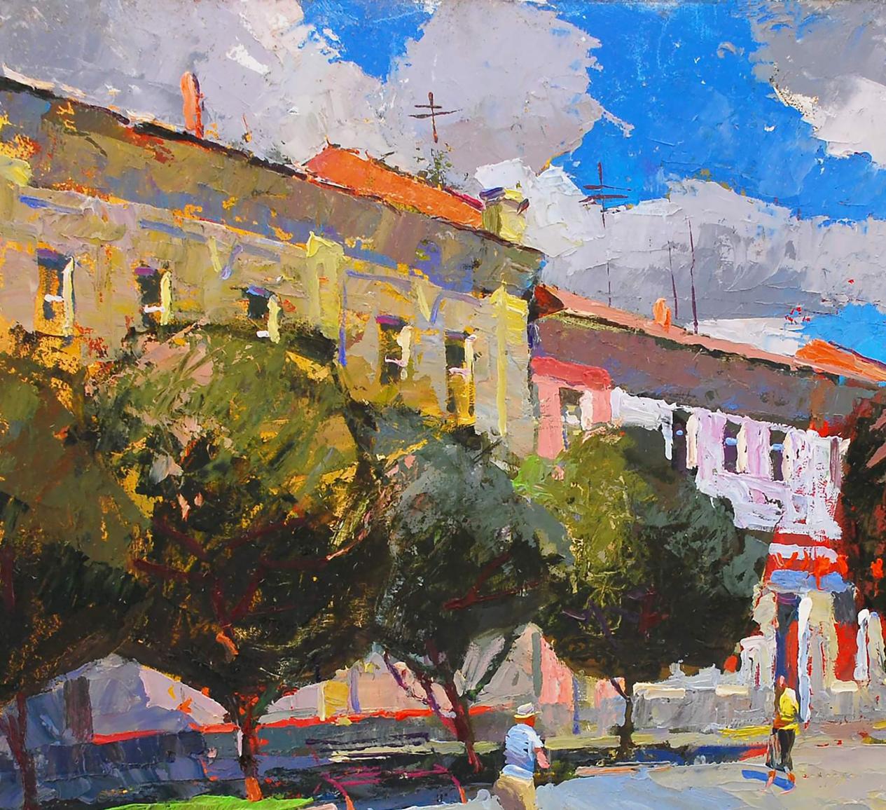 Oil painting Summer in the city Egor Shvachunov