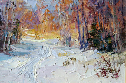 Oil painting Last rays of sun in winter Boris Serdyuk