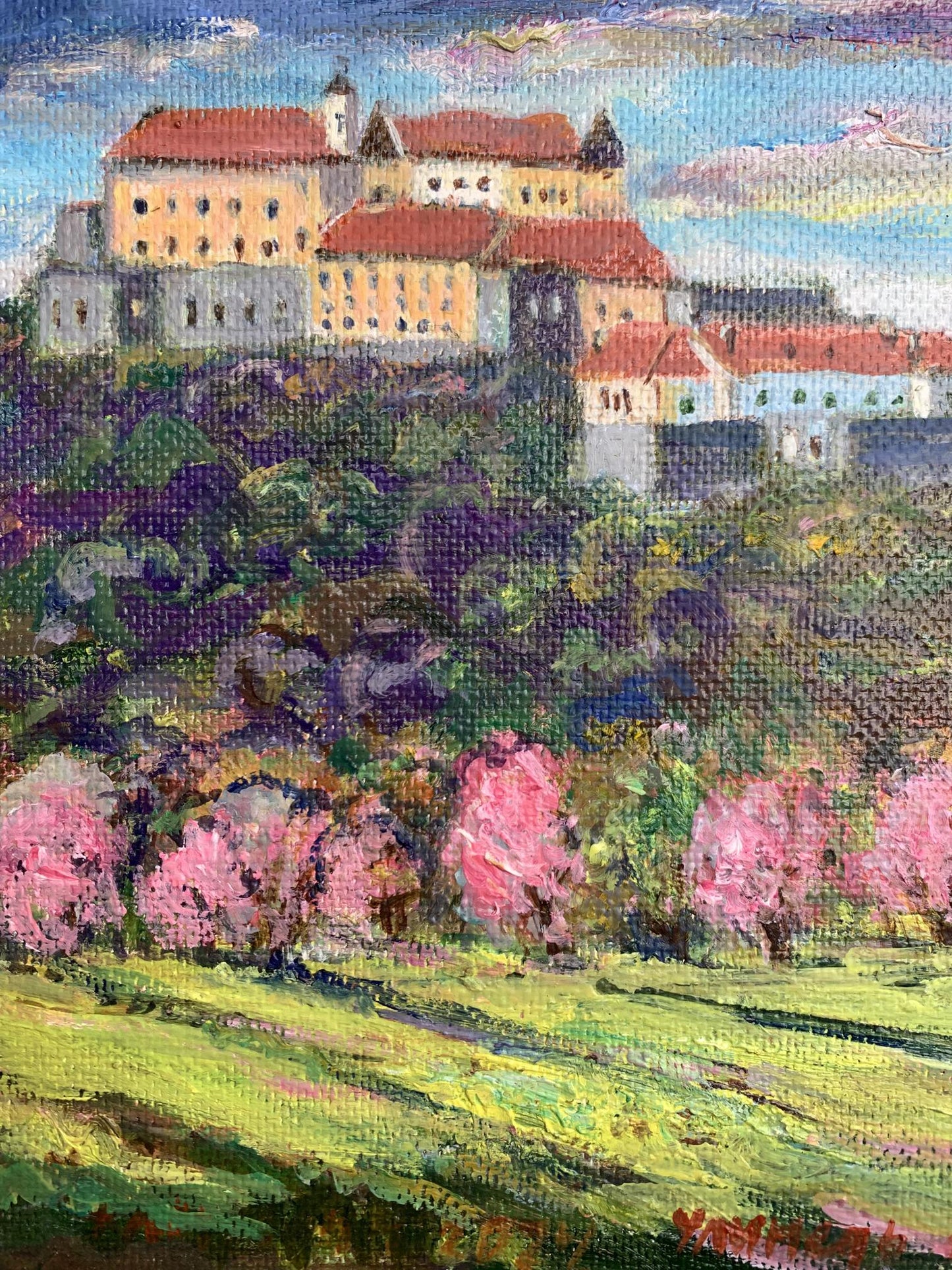Oil painting Castle in the mountains Yu. Ulinets