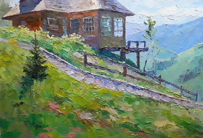 Oil painting Carpathian lodge Serdyuk Boris Petrovich