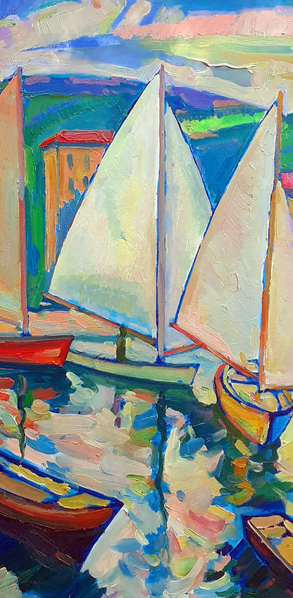 Oil painting Under sail Peter Dobrev