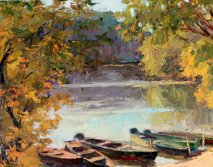 Oil painting Boats Serdyuk Boris Petrovich