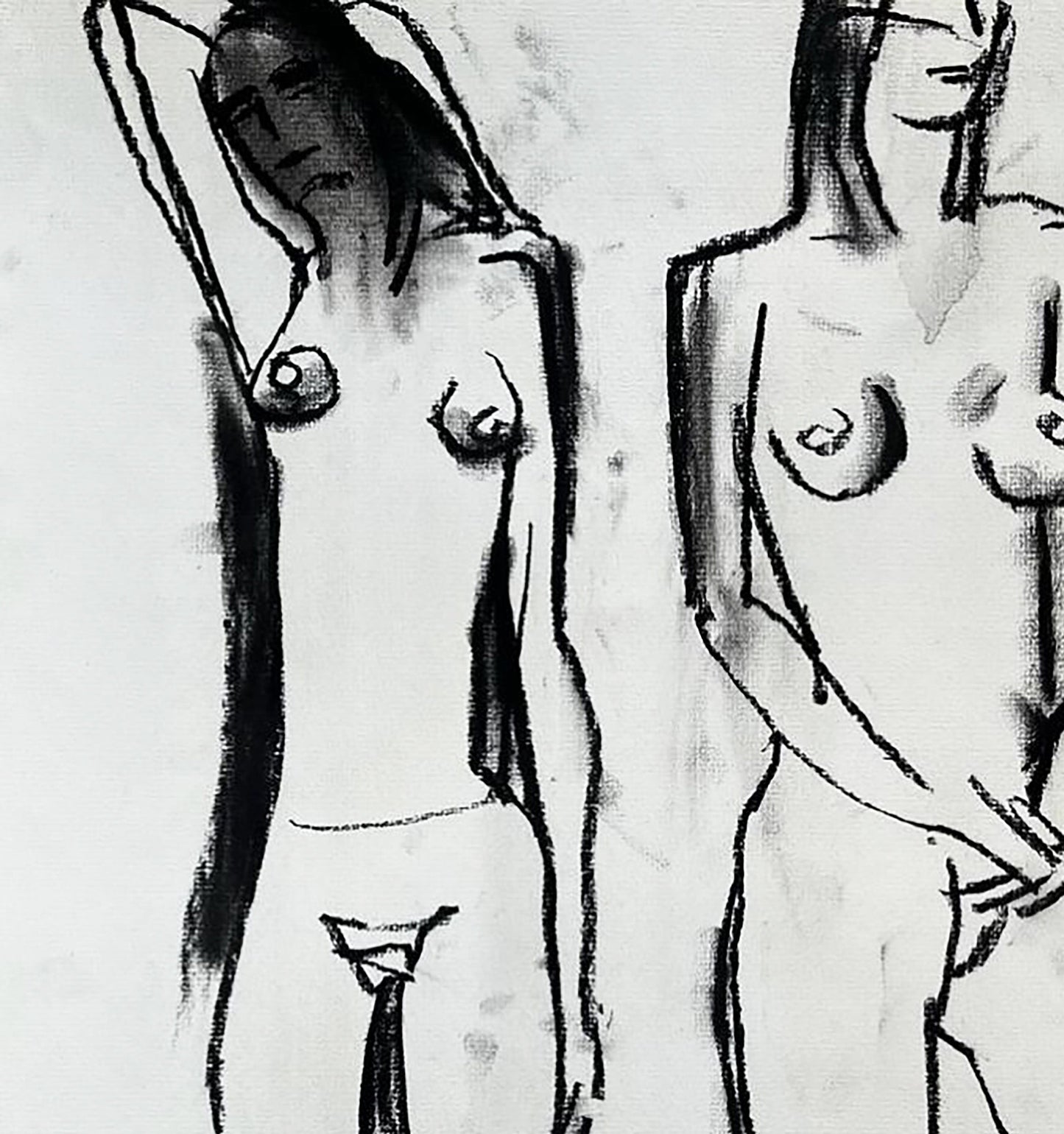 Coal painting Woman naked Contemporary Art  Anatoly Tertychny