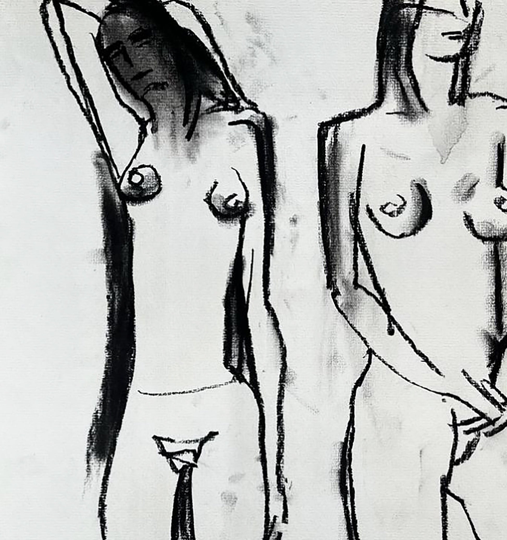 Coal painting Woman naked Contemporary Art  Anatoly Tertychny