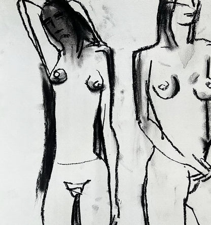 Coal painting Woman naked Contemporary Art  Anatoly Tertychny