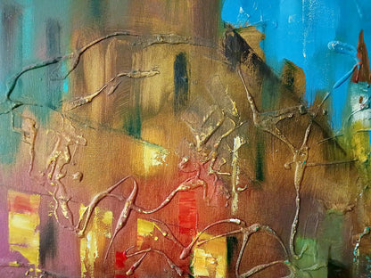 Abstract oil painting Night city lights Anatoly Tarabanov