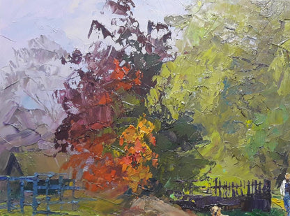 An oil artwork by Boris Petrovich Serdyuk showcasing a walk