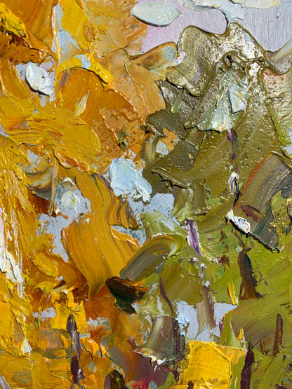 Oil Painting Village Nature Landscape 