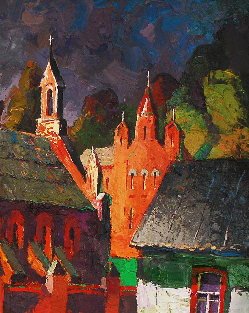 Oil painting Old misto. Storm Egor Shvachunov