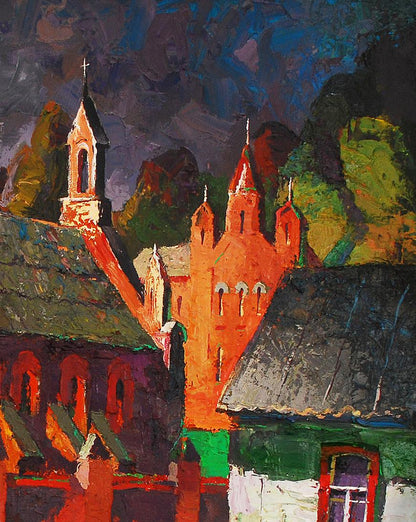 Oil painting Old misto. Storm Egor Shvachunov