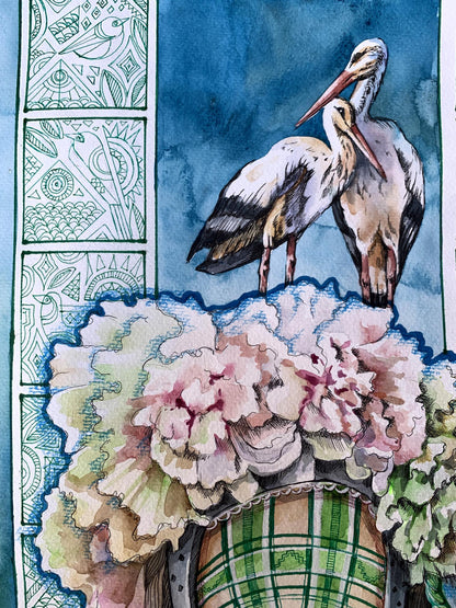 Watercolor painting Guardian of the Renaissance Olga Ponomaryva