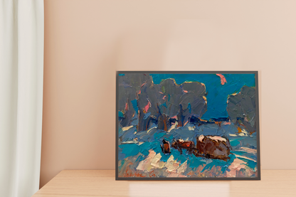 Oil Painting Nature Landscape Village landscape Art 