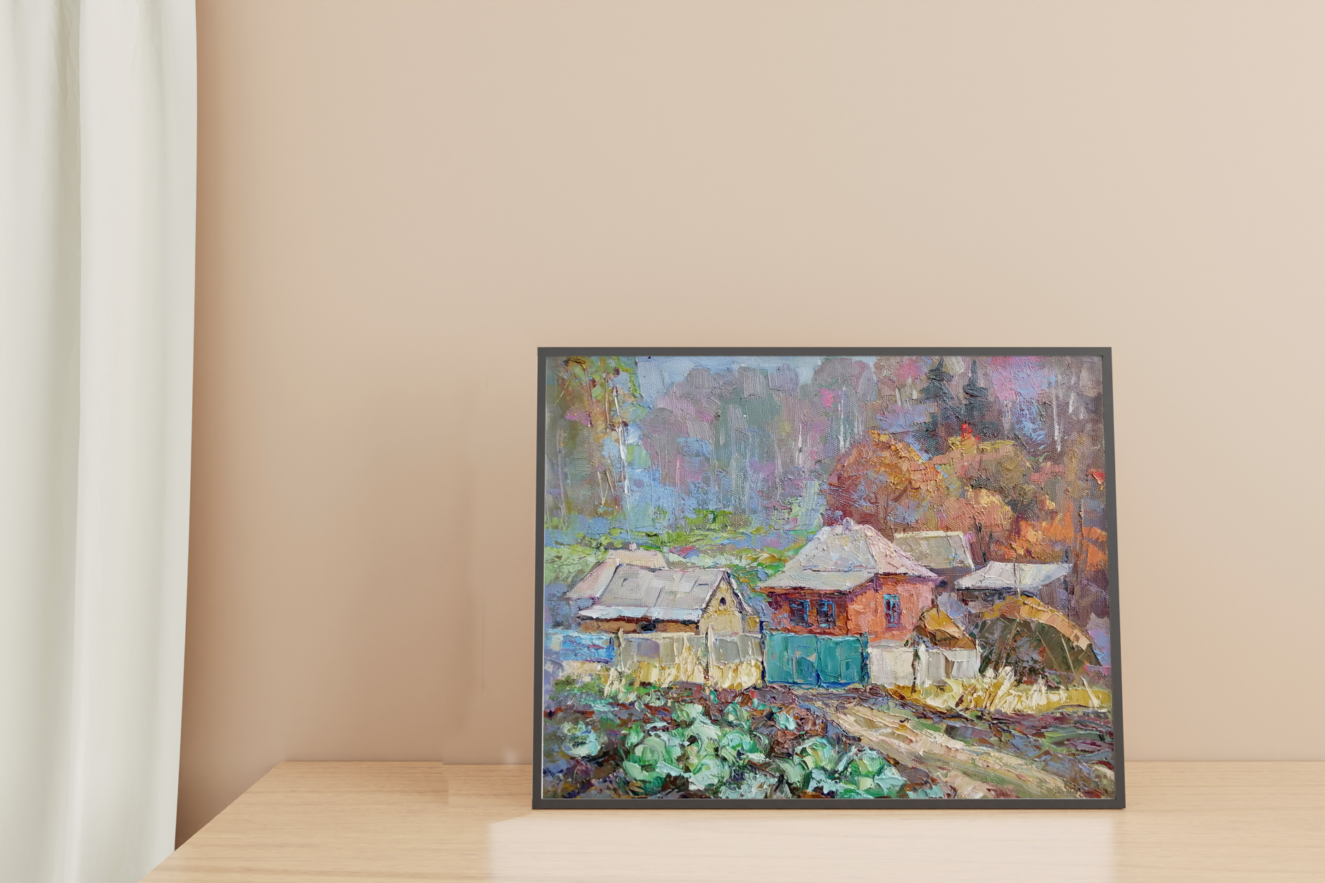 Oil painting Autumn vegetable garden