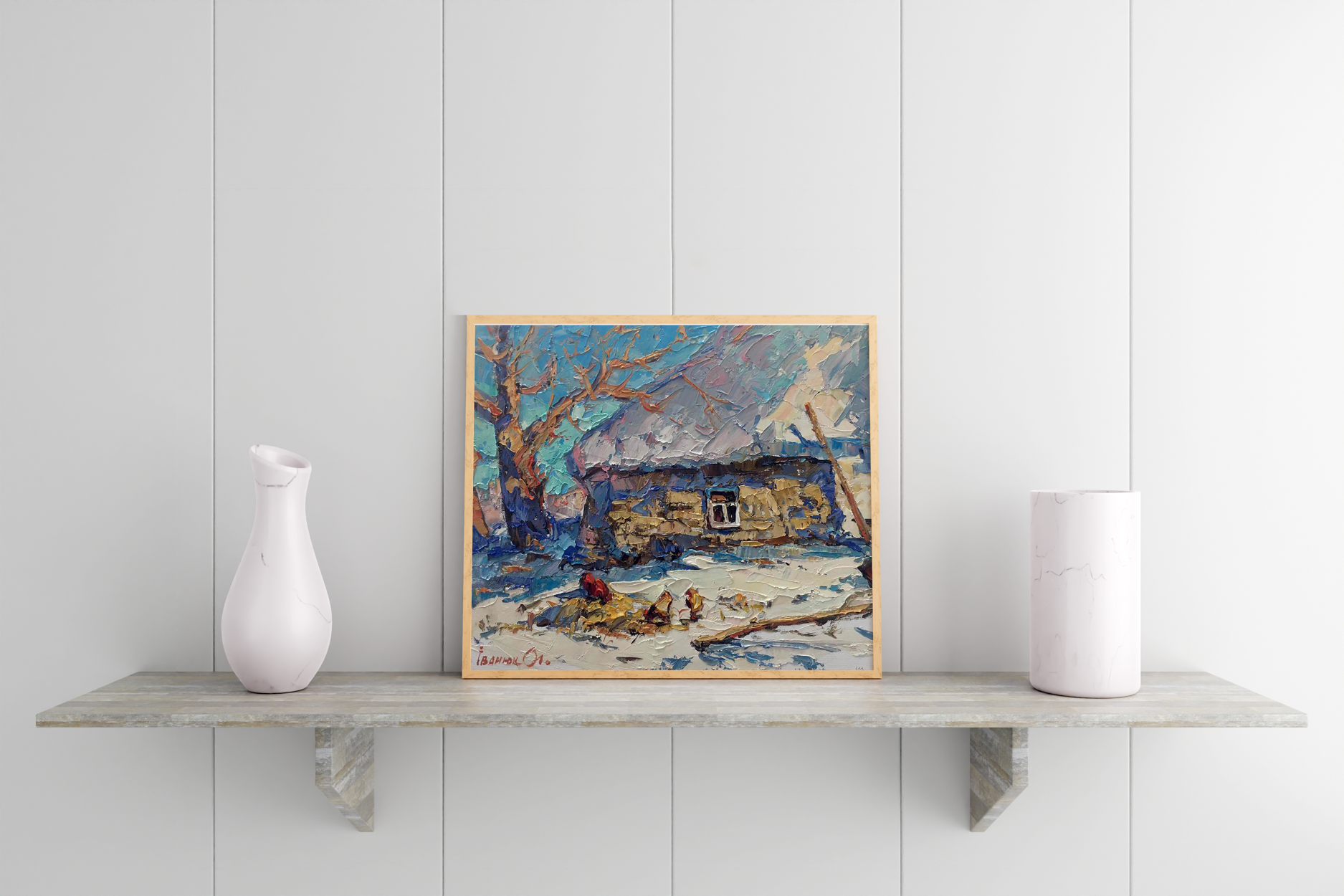 Oil Painting Nature Village landscape Art 