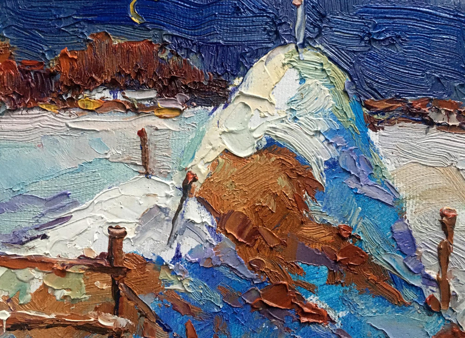 Oil Painting Nature Landscape Village landscape Art 