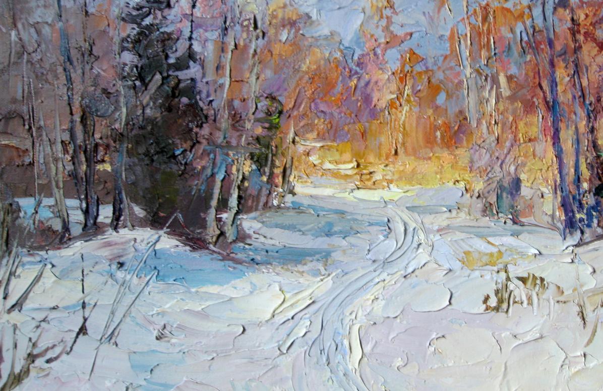 Oil painting Last rays of sun in winter Boris Serdyuk
