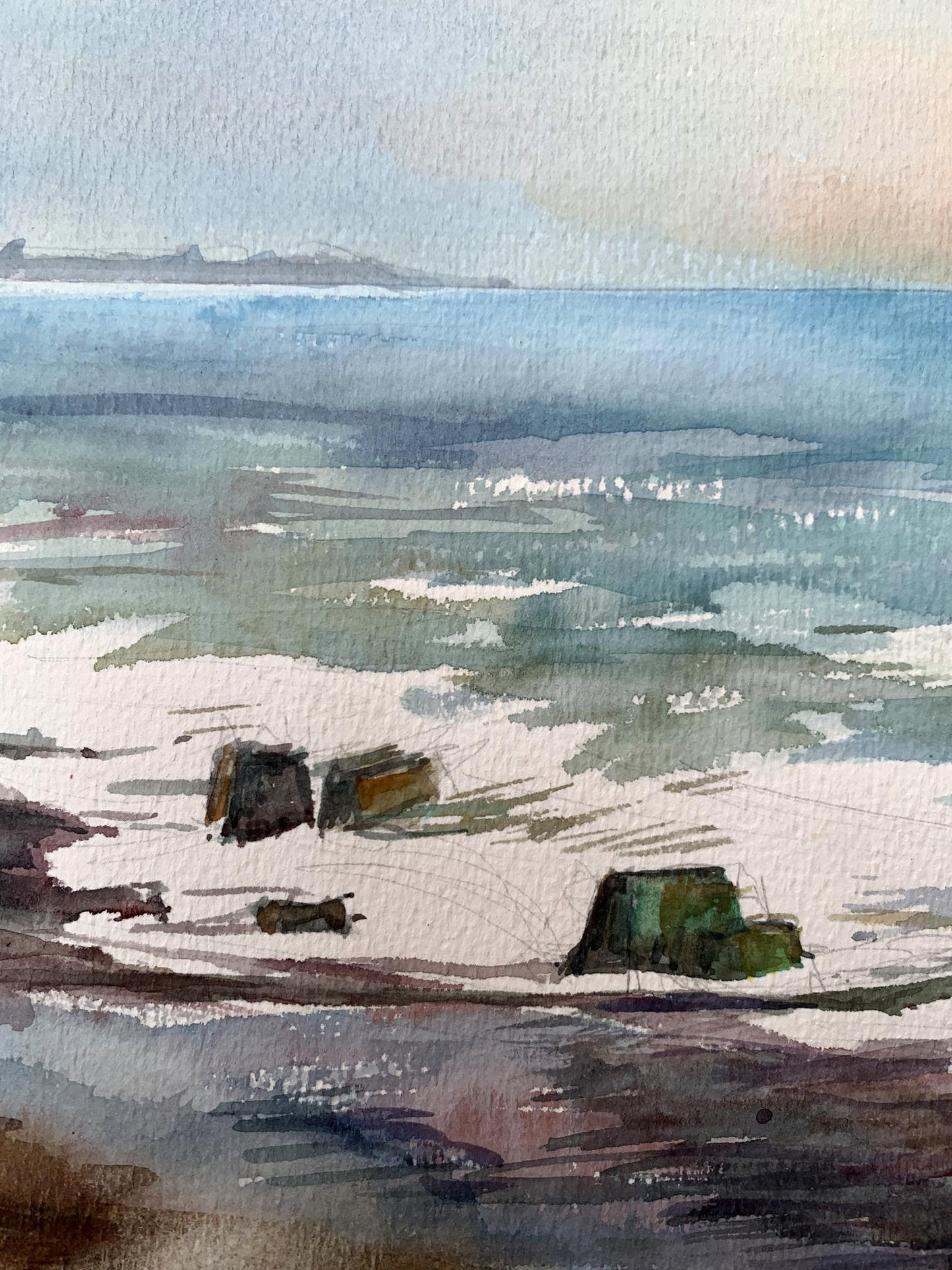 Watercolor painting Sea silence Unknown artist