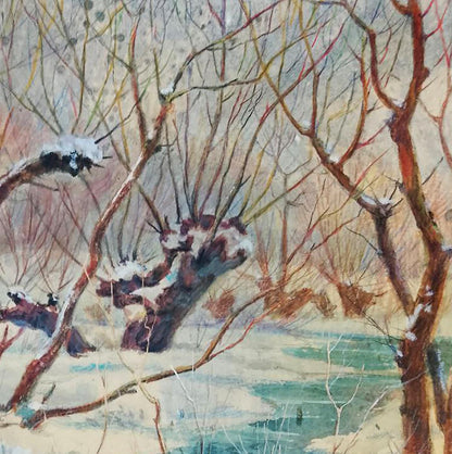 Oil painting Frozen river Anatolii Duhnevich
