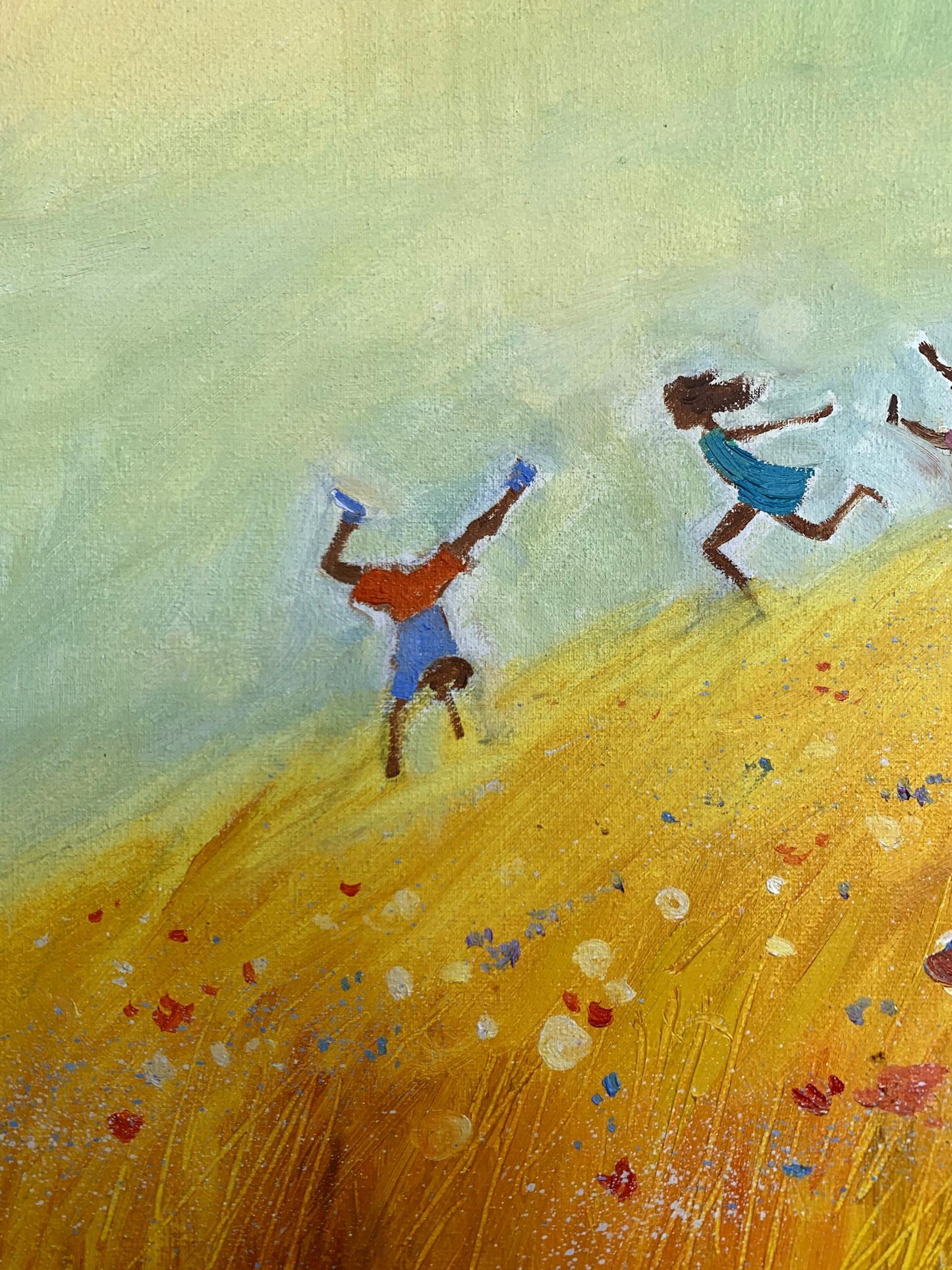 Oil painting Children's happiness Unknown artist
