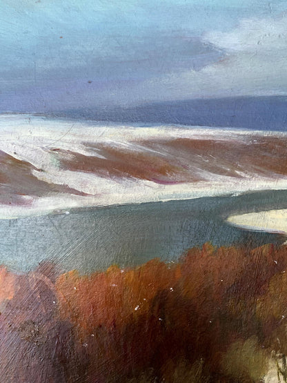 Oil painting The field was covered with snow Mykhailo Burdylo