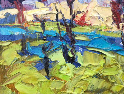 Oil Painting Nature Landscape Village landscape Art 