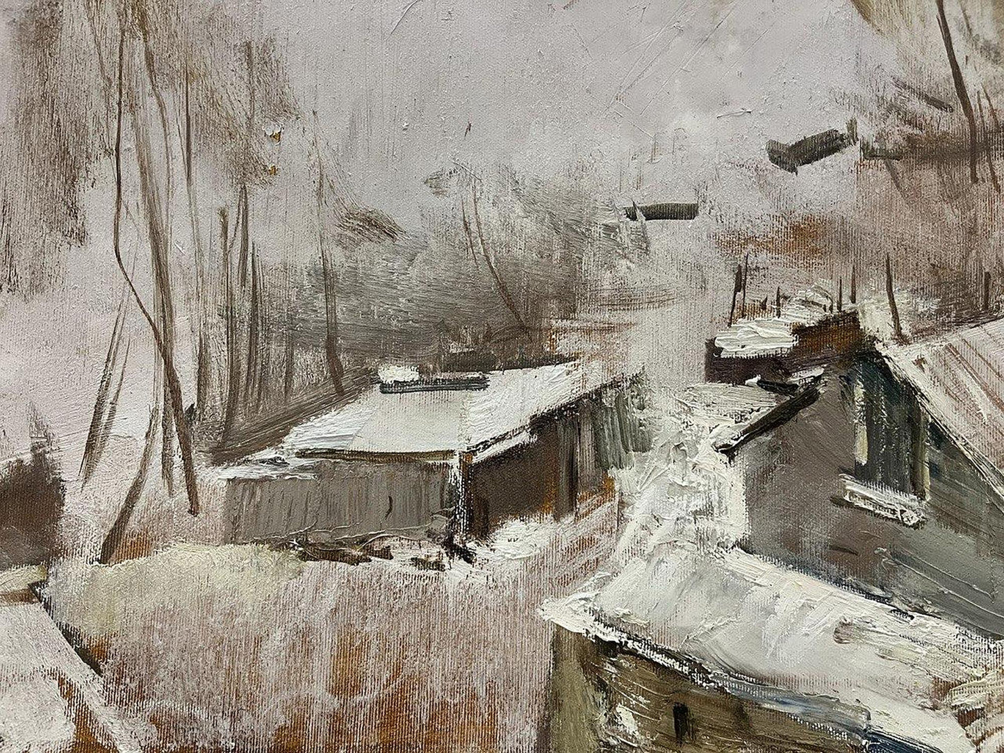 Oil painting Rural Winter Landscape Bohdan Makarenko