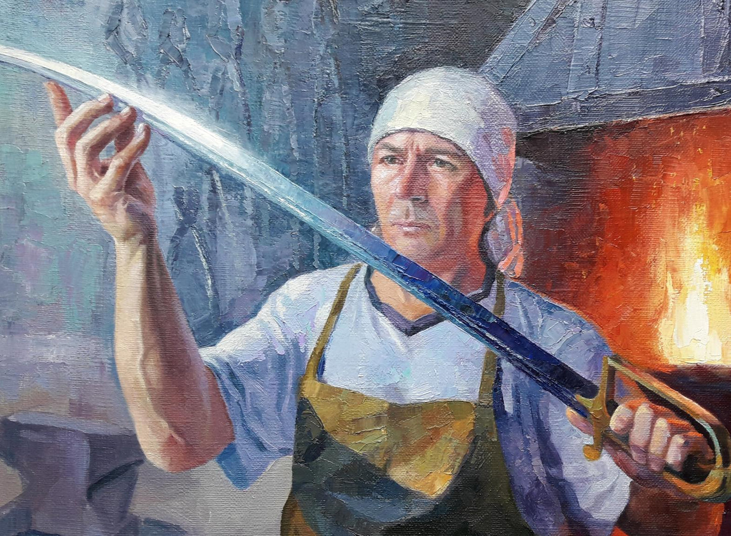 Oil on Canvas: The Blacksmith by Serdyuk Boris Petrovich