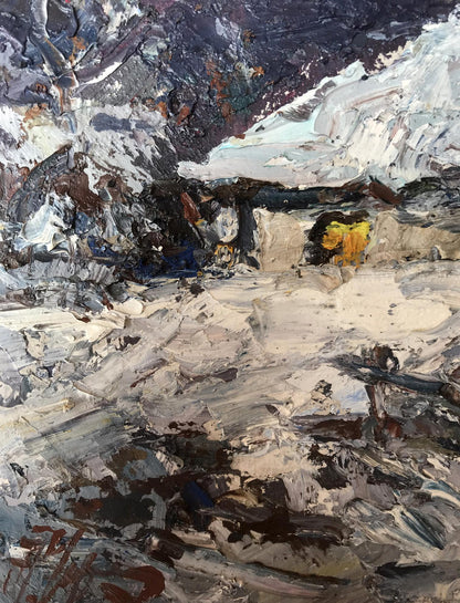 The wintry charm of the village is captured by Alexander Cherednichenko in oil