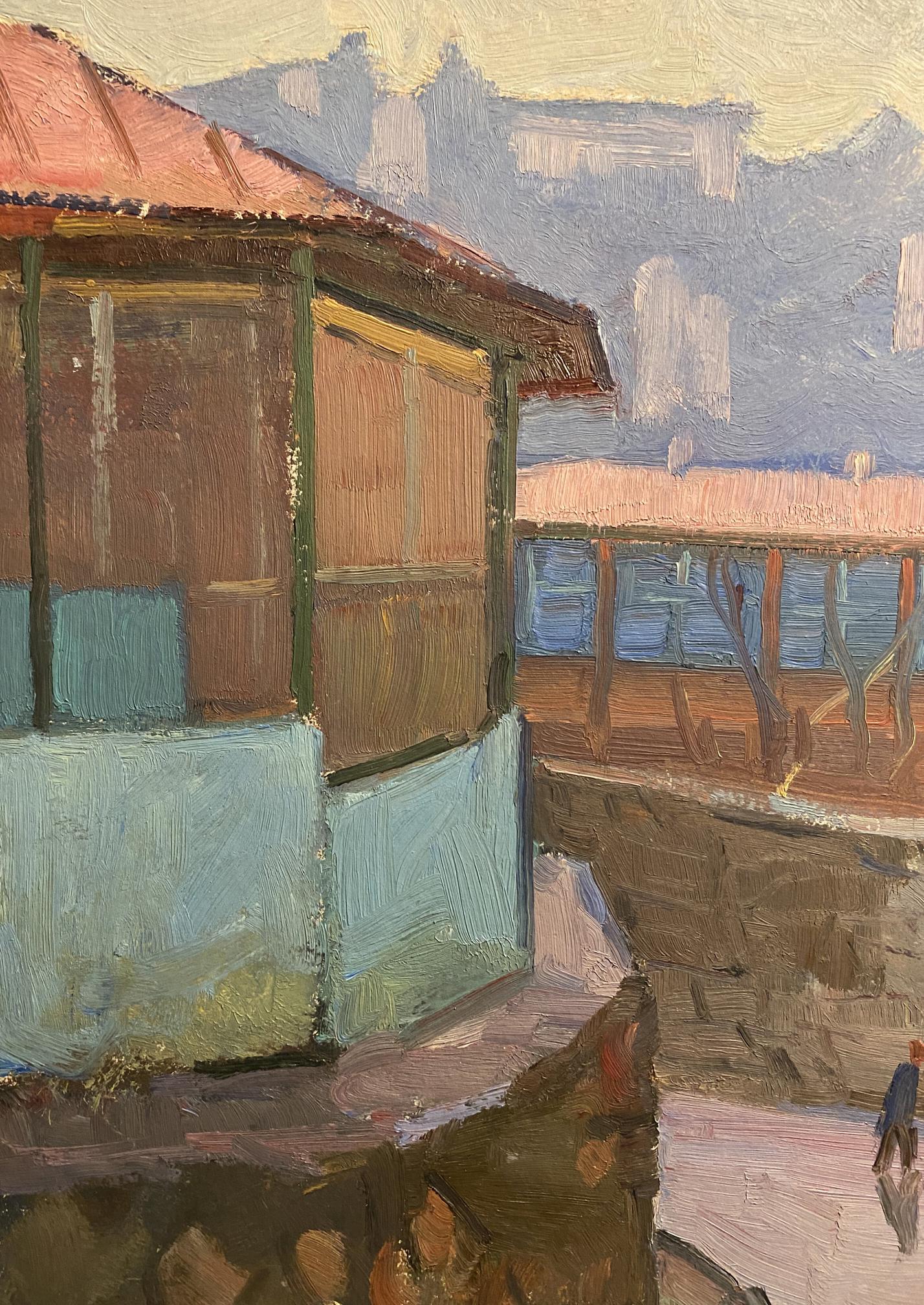 Oil painting Street bustle Nikolai Hrustalenko