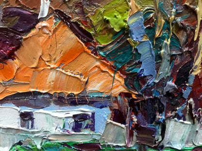 Oil Painting Nature Landscape Village landscape 