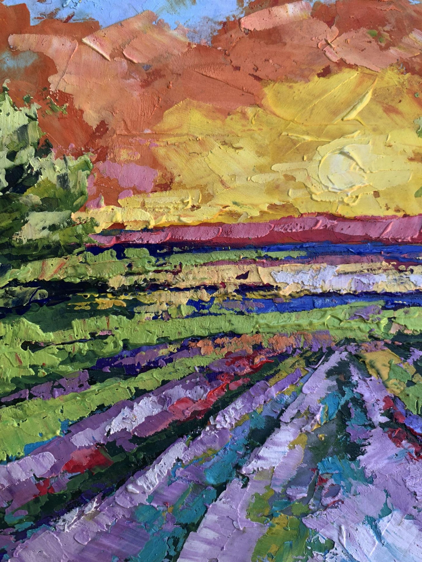 Oil painting Sunset in the field V. Zadorozhnya