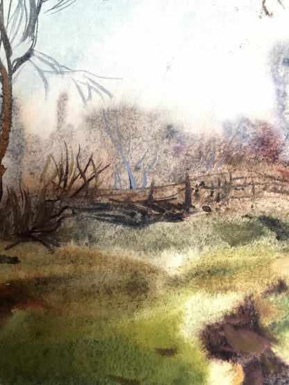 In the Woods by Anya Riaboka, a watercolor depiction of serene woodland scenes.