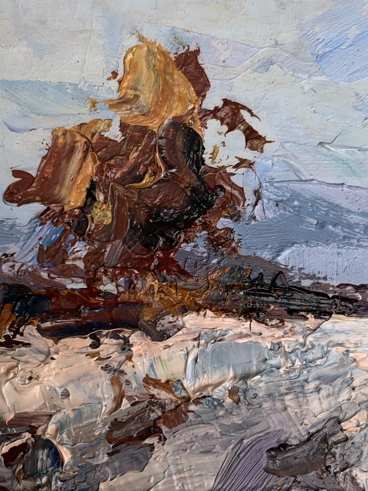 Oil painting Winter road Oleksiyander Cherednichenko