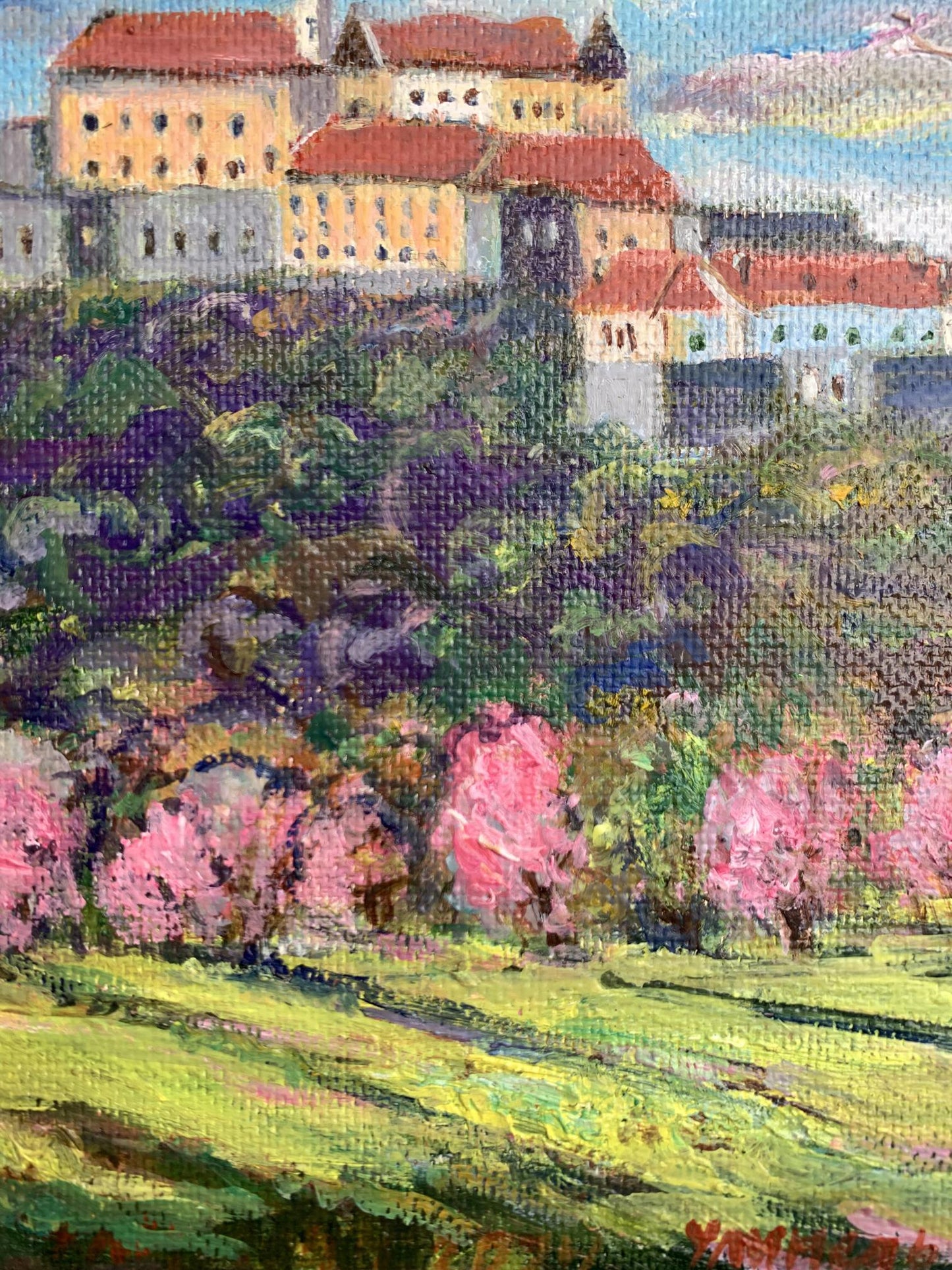 Oil painting Castle in the mountains Yu. Ulinets