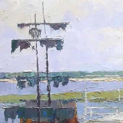 Oil painting Boats on the Dnieper Serdyuk Boris Petrovich №SERB 703