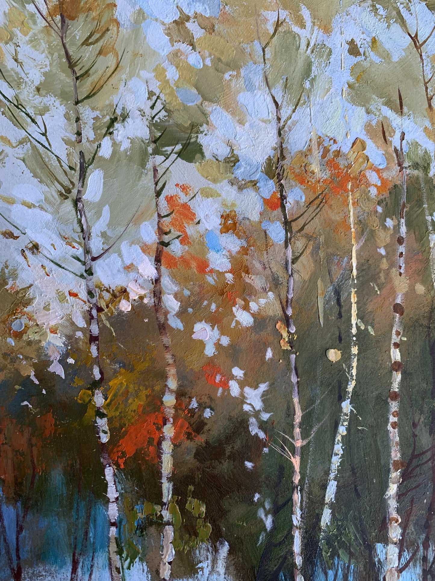 OIl painting Birch autumn forest Yuriy Suprunchuk