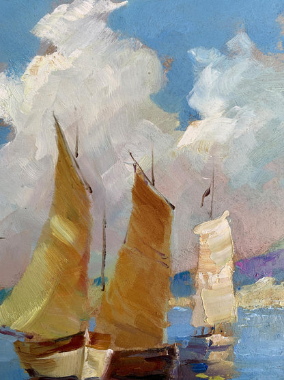 OIl painting There is a sailboat at sea Yuriy Suprunchuk